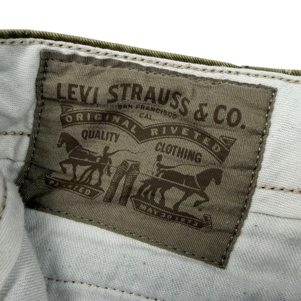 Levis Mens Cargo‎ Pants Olive Green 100% Cotton W36 L28 Relaxed Fit 12462-0004